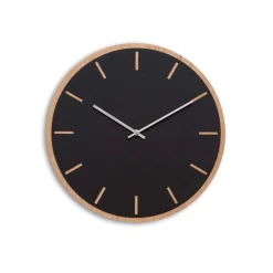 Hemverk - Vægur - Lys Eg/Sort - Sølv visere - Ø38 cm