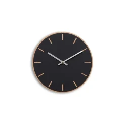 Hemverk - Vægur - Lys Eg/Sort - Sølv visere - Ø28 cm