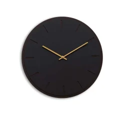 Hemverk - Vægur - Mørk Eg/Sort - Guld visere - Ø38 cm