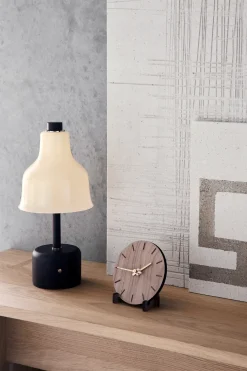 Hemverk - Vægur - Valnød - Ø12 cm - Guld visere