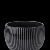 Knabstrup Keramik - urtepotteskjuler Ø 18 cm ripple black