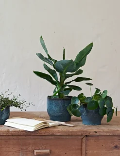 Knabstrup Keramik - urtepotteskjuler Ø 14,5 cm ocean green