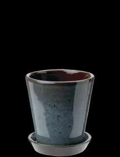 Knabstrup Keramik - urtepotteskjuler Ø 10.5 cm ocean green