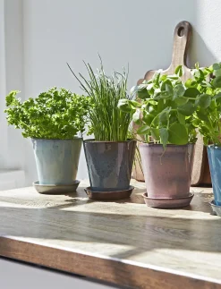 Knabstrup Keramik - urtepotteskjuler Ø 10.5 cm ocean green