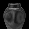 Knabstrup Keramik - vase H 20 cm ripple black