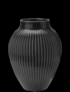Knabstrup Keramik - vase H 20 cm ripple black