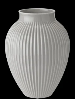 Knabstrup Keramik - vase H 27 cm ripple grey