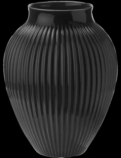 Knabstrup Keramik - vase H 35 cm ripple black