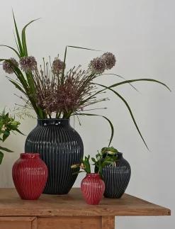 Knabstrup Keramik - vase H 35 cm ripple black