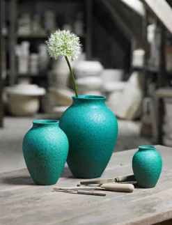 Knabstrup Keramik - vase H 12.5 cm verdigris green