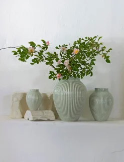 Knabstrup Keramik - vase H 12.5 cm ripple mint