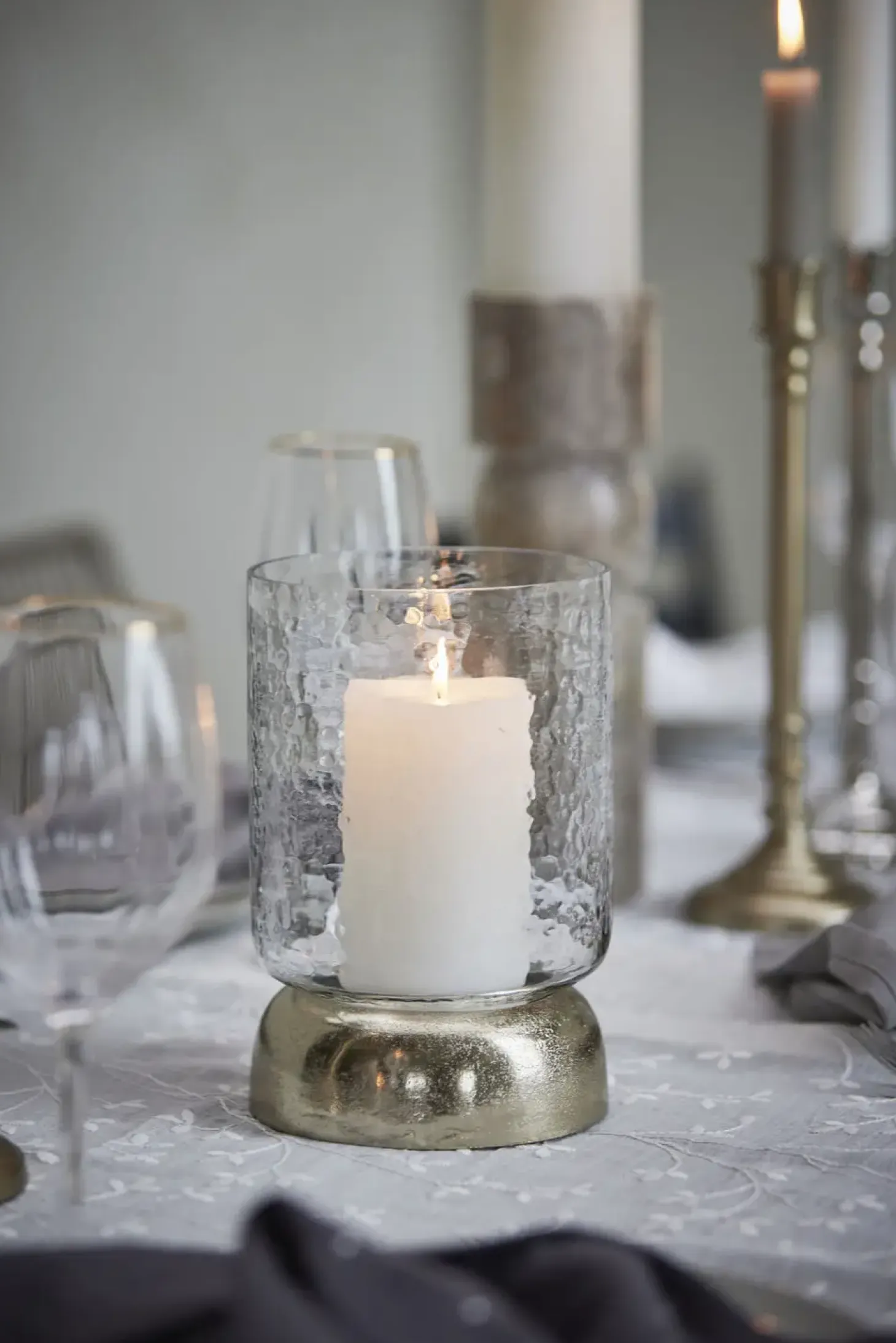 Lene Bjerre - Sandia stage til bloklys H20,7 cm. lys guld