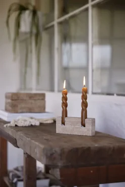 Lene Bjerre - Travina lysestage 6 cm. sand marmor