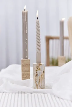 Lene Bjerre - Travina lysestage 11,5 cm. sand marmor