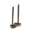 LindDNA lysestage - Curve candle holder nupo black/oak (sæt af 2 stk.)