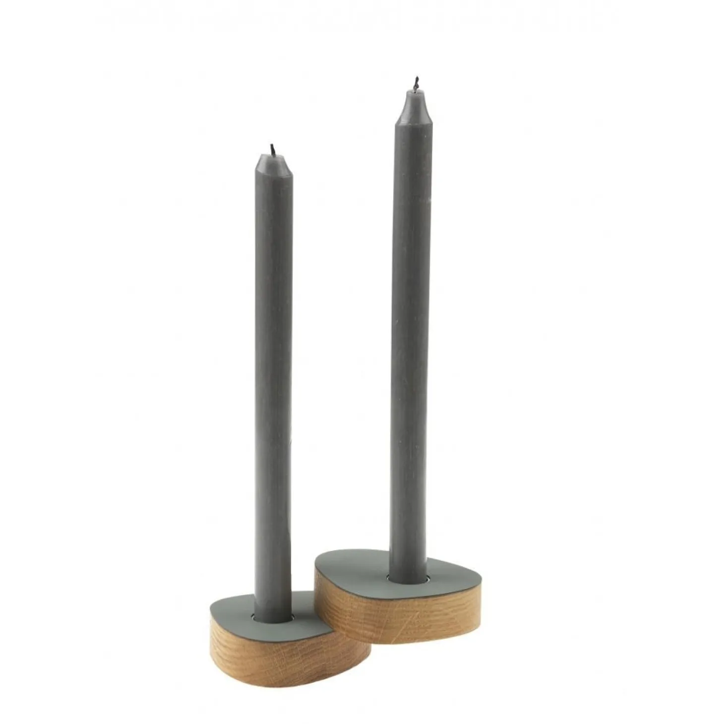 LindDNA lysestage - Curve candle holder nupo pastel green/oak (sæt af 2 stk.)