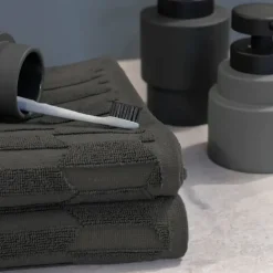 Mette Ditmer - GEO gæstehåndklæde, 2-pak, antracit