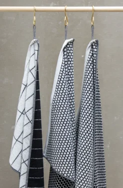 Mette Ditmer - GRID gæstehåndklæde, 2-pak, Sort / Off-white