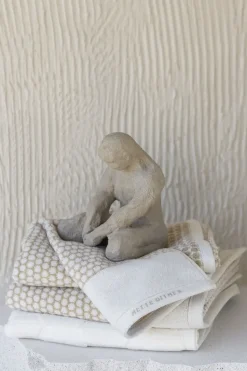 Mette Ditmer - GRID gæstehåndklæde, 2-pak, Sand / Off-white