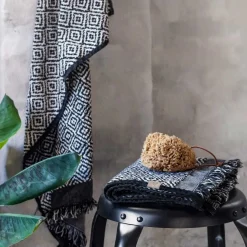 Mette Ditmer - MAROKKO håndklæde, sort/hvid