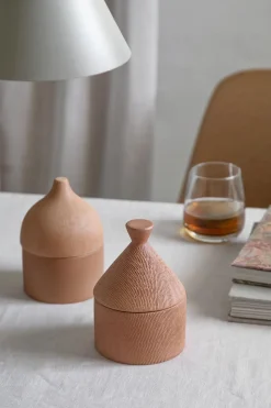 Moudhome - Rustic keramik krukke med låg - 14,5 cm