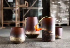 Muubs - Vase Lana 25 - Brown/Gold - Ø14 x H25 cm