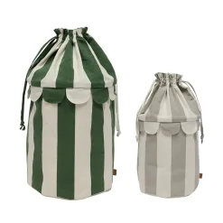 Oyoy - Opbevaringsposer - Saga - 2 stk. - Beige/grøn stribet