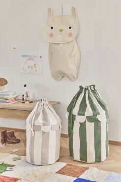 Oyoy - Opbevaringsposer - Saga - 2 stk. - Beige/grøn stribet