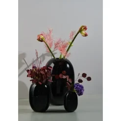 Piet Hein - Vase glas 16 cm - SORT-OPAL