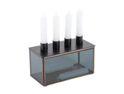 Present time - Candle holder Boxed rectangle glass black