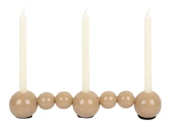 Present time - Candle holder Bubbles straight enamel soft brown