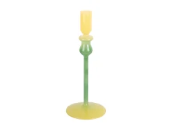 Present time - Candle holder Duo Colores medium soft yellow w. retro green