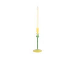 Present time - Candle holder Duo Colores medium soft yellow w. retro green