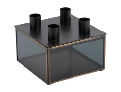 Present time - Candle holder Boxed square glass black