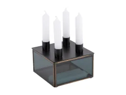 Present time - Candle holder Boxed square glass black