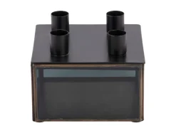 Present time - Candle holder Boxed square glass black