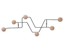 Present time - Coat rack Zig Zag black w. wooden knobs