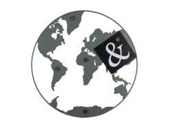 Present time - Memo board World Map w. magnets iron grayed jade