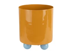 Present time - Plant pot Double Funky large mango yellow w. soft blue