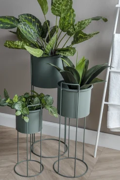 Present time - Plant pot set Essence round iron jungle green