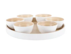 Present time - Snack tray Puro round bamboo white