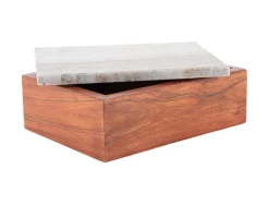 Present time - Storage box Acacia large brown marble lid