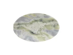 Present time - Tray Waved oval large marble himalayan green