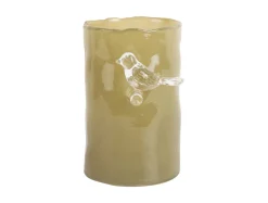 Present time - Vase Bird On Branch small army green