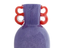 Present time - Vase Fiesta glass large bright purple, orange handles