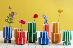 Present time - Vase Rayado Retro wide cobalt blue