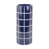 Present time - Vase Retro Tiles round medium cobalt blue