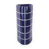 Present time - Vase Retro Tiles triangular large cobalt blue