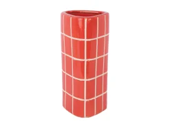 Present time - Vase Retro Tiles triangular medium bright scarlet red