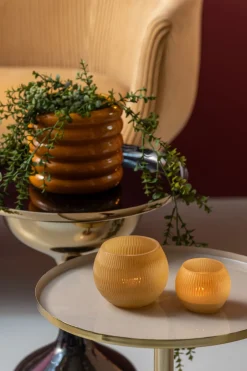 Present time - Votive Chique Ribbed large glass latte brown